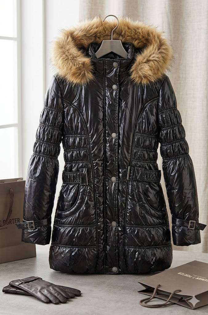 Chic Black Shiny Puffer Jacket - Size Medium