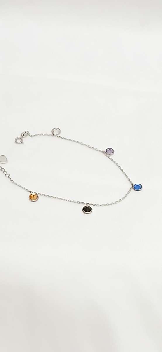 Sterling silver dainty bracelet with simulated stones