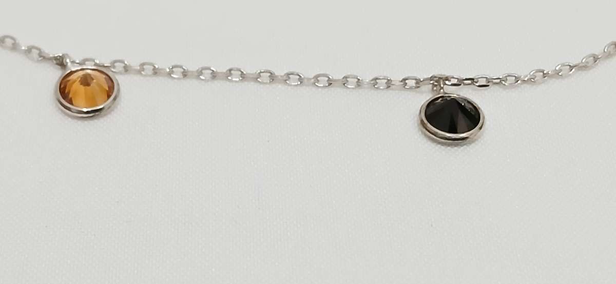 Sterling silver dainty bracelet with simulated stones