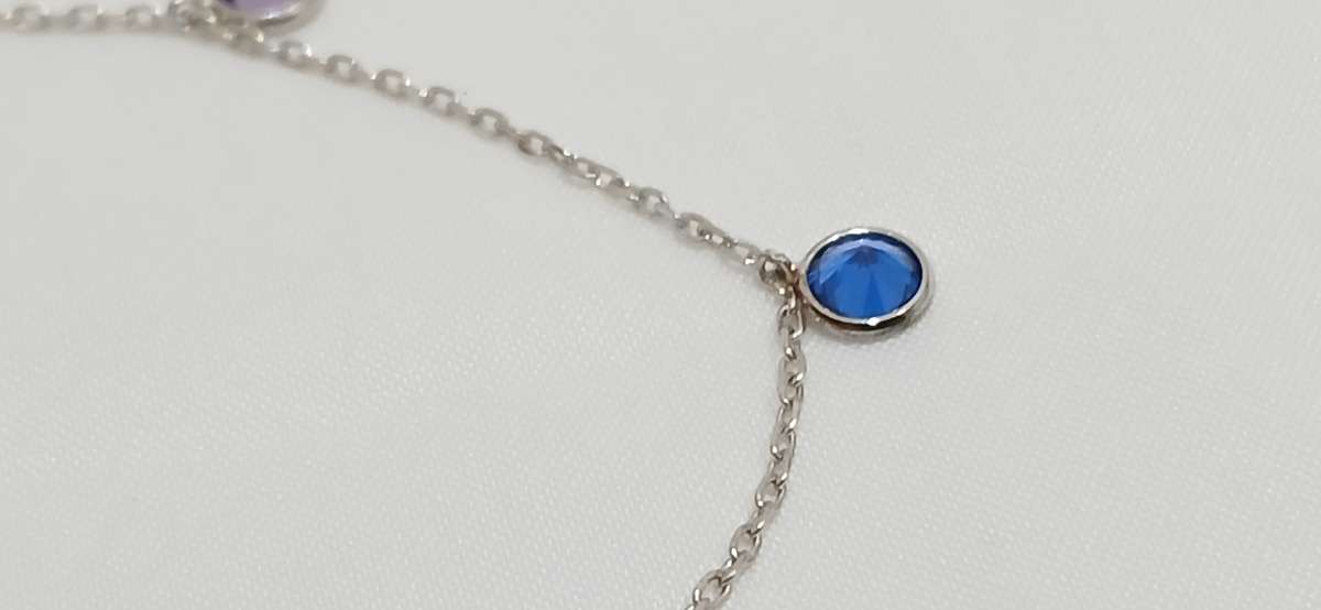 Sterling silver dainty bracelet with simulated stones