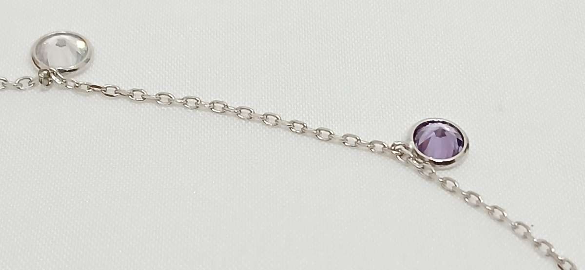 Sterling silver dainty bracelet with simulated stones