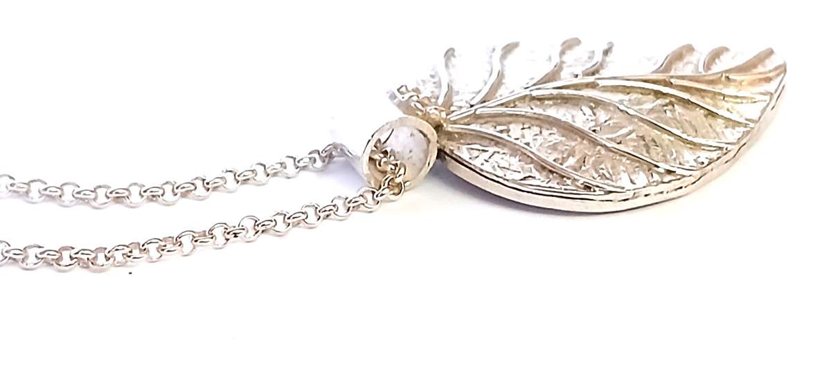 Sterling silver leaf pendant on chain