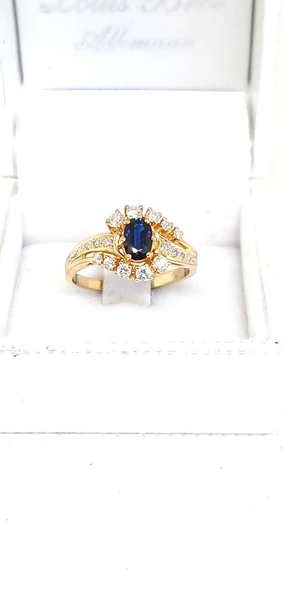18ct Gold diamond and sapphire ring