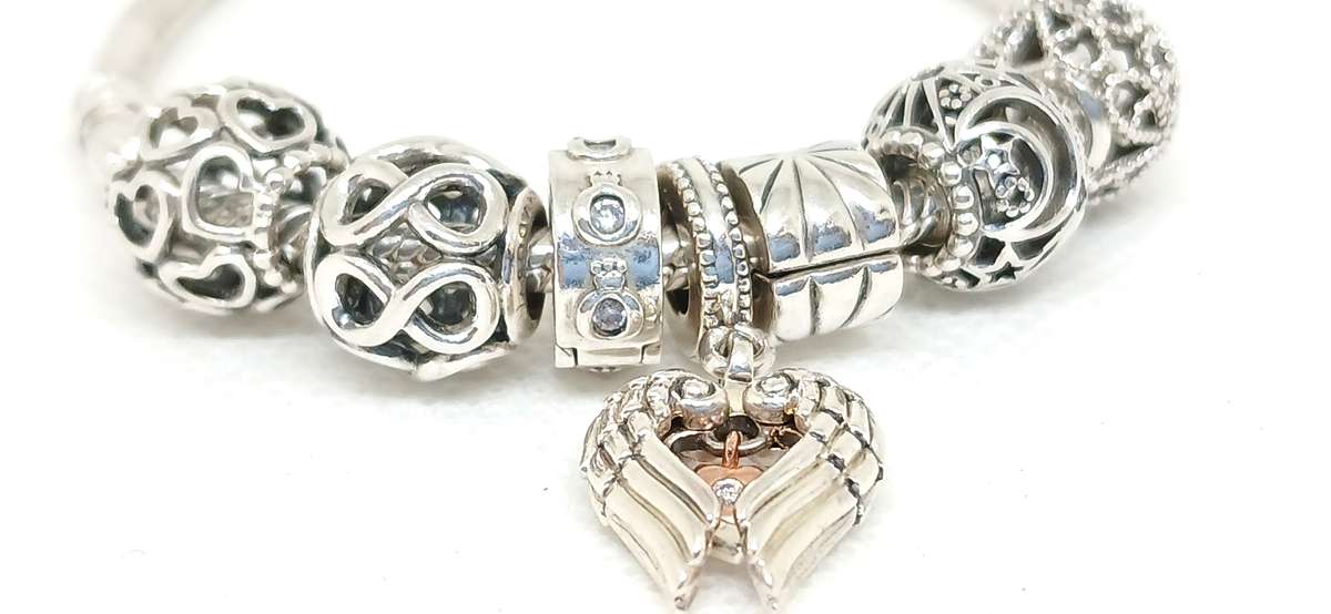 Sterling silver Pandora charm bracelet