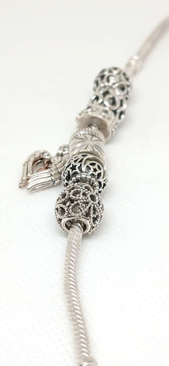 Sterling silver Pandora charm bracelet