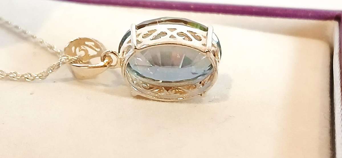 Sterling silver mystic topaz stone pendant on chain