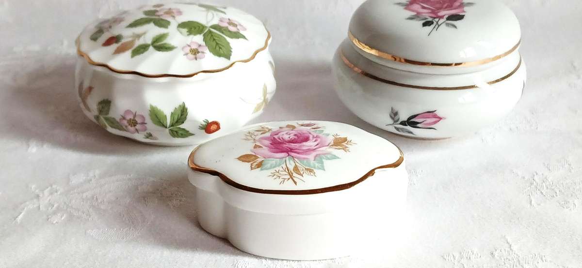 Variety of vintage trinket boxes