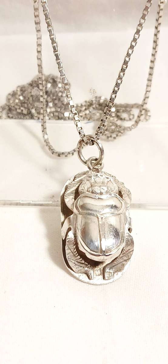 Vintage Egyptian Scarab pendant on chain