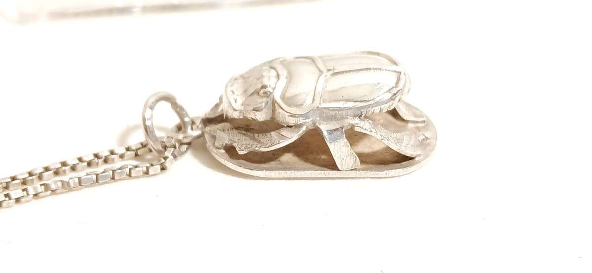 Vintage Egyptian Scarab pendant on chain