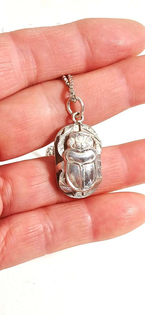 Vintage Egyptian Scarab pendant on chain
