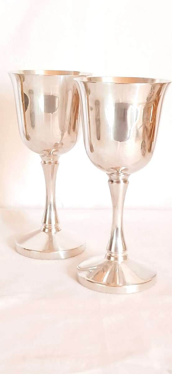 Vintage Emess silver plate goblets
