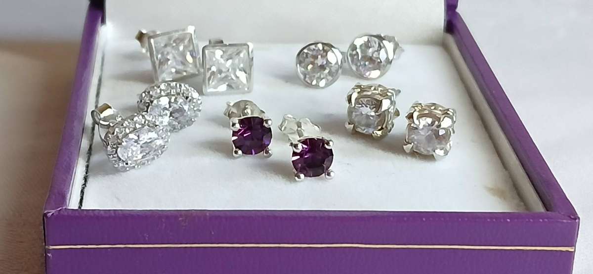 Variety of sterling silver stud earrings