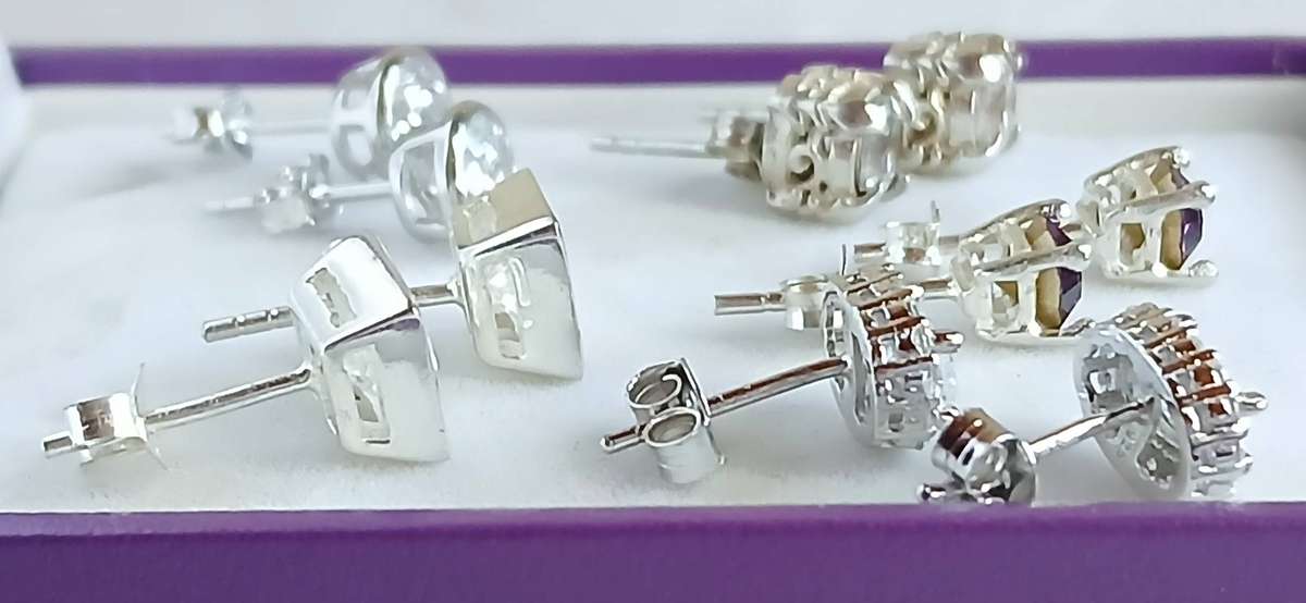 Variety of sterling silver stud earrings
