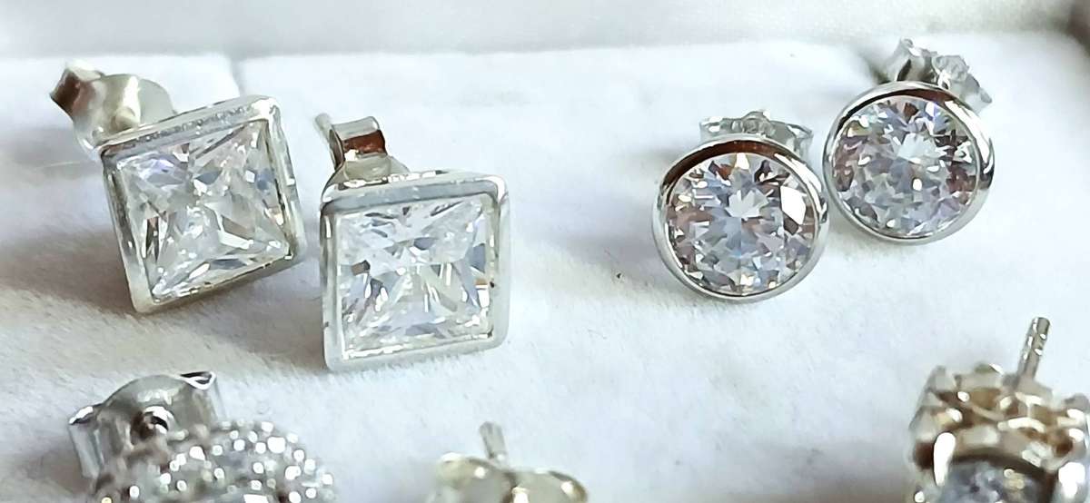 Variety of sterling silver stud earrings