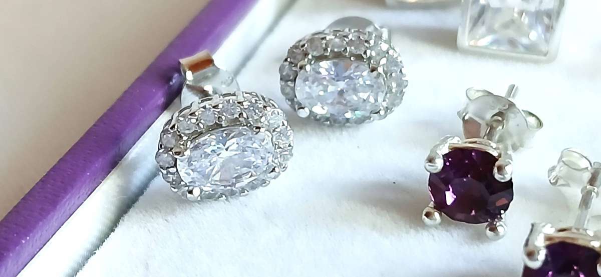 Variety of sterling silver stud earrings