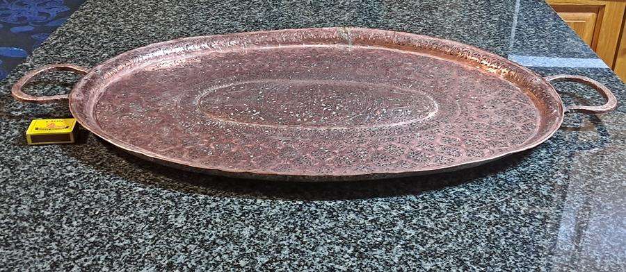 Large exotic copper tray
