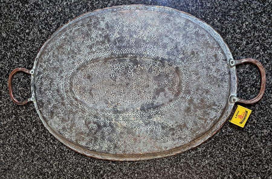 Large exotic copper tray