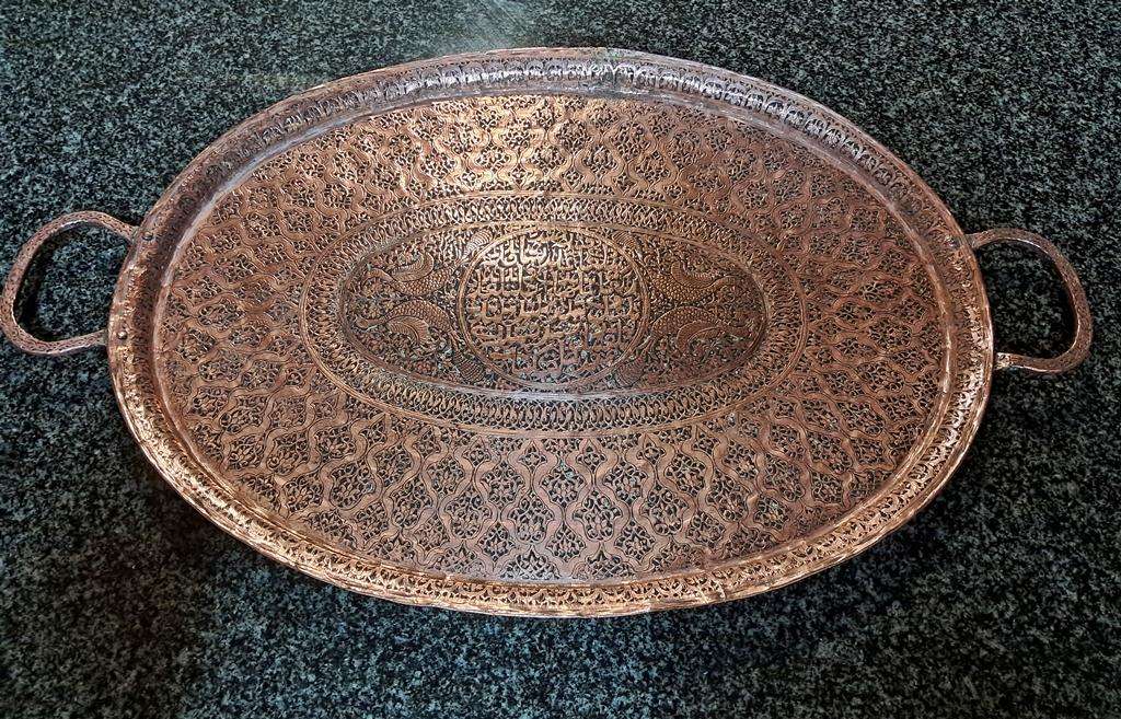 Large exotic copper tray