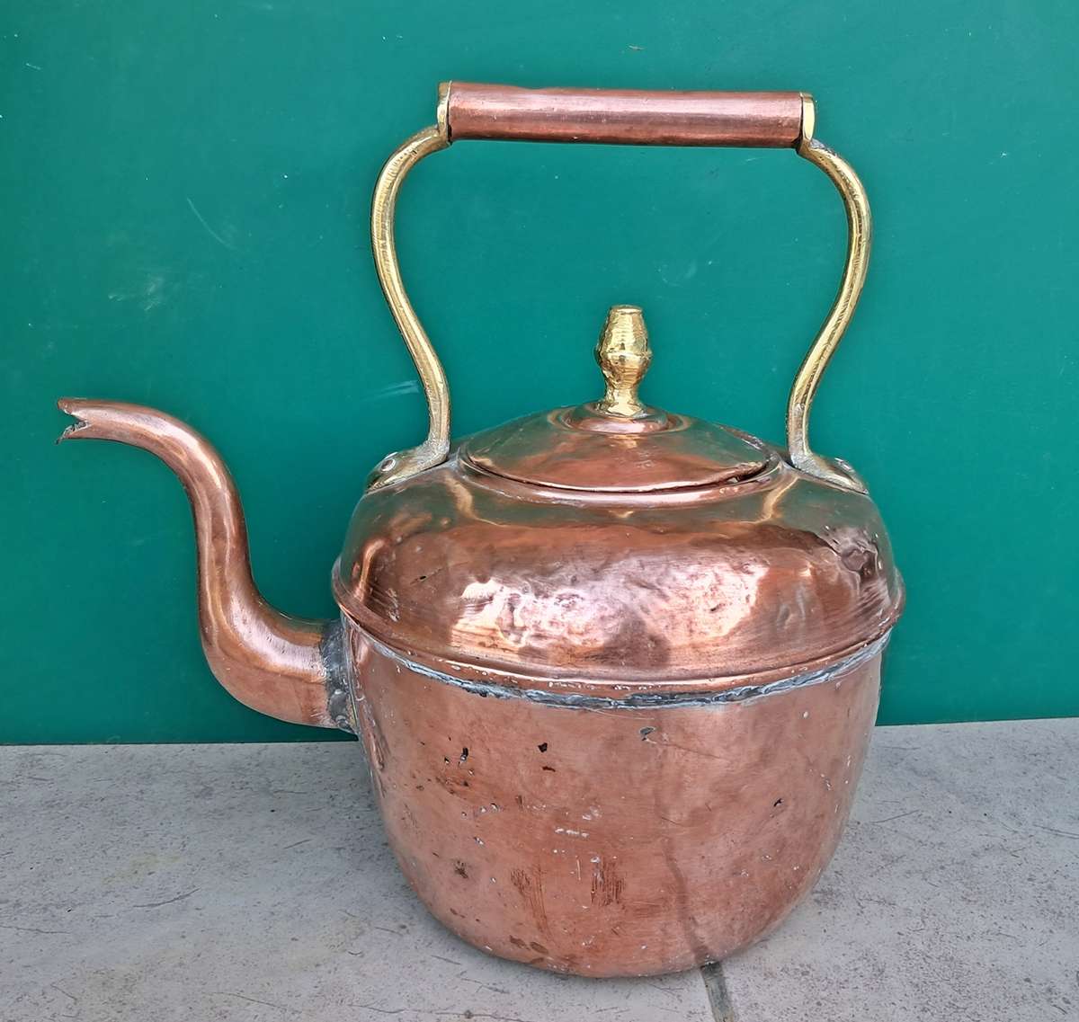 Antique copper kettle