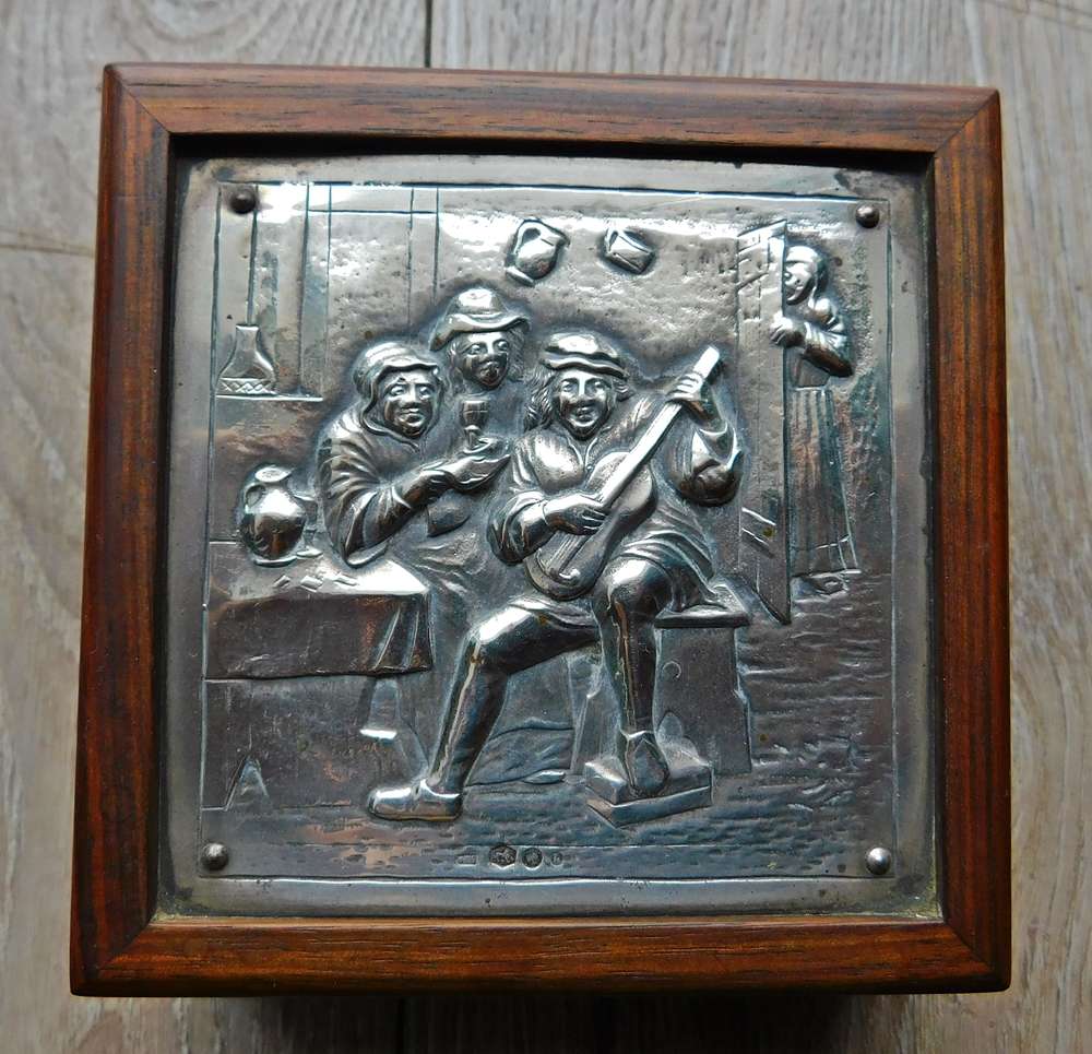 Sterling silver and mahogany trinket box