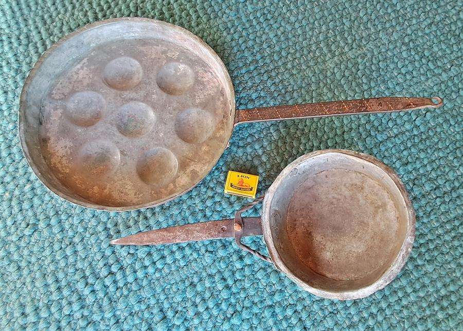 Pair of antique copper pans