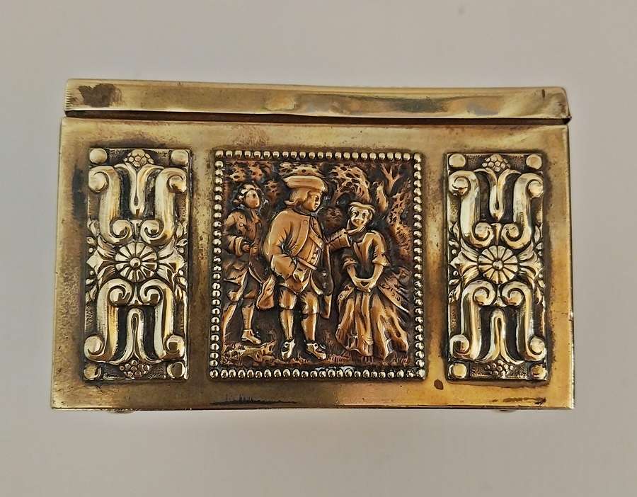Antique brass and copper trinket box with stunning embossed designs