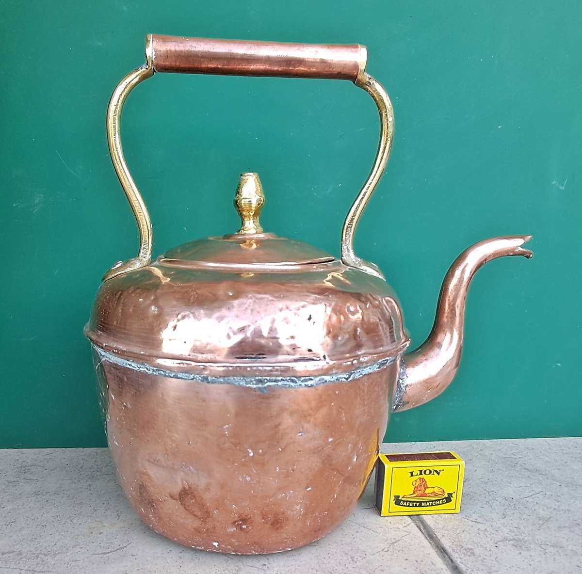 Antique copper kettle