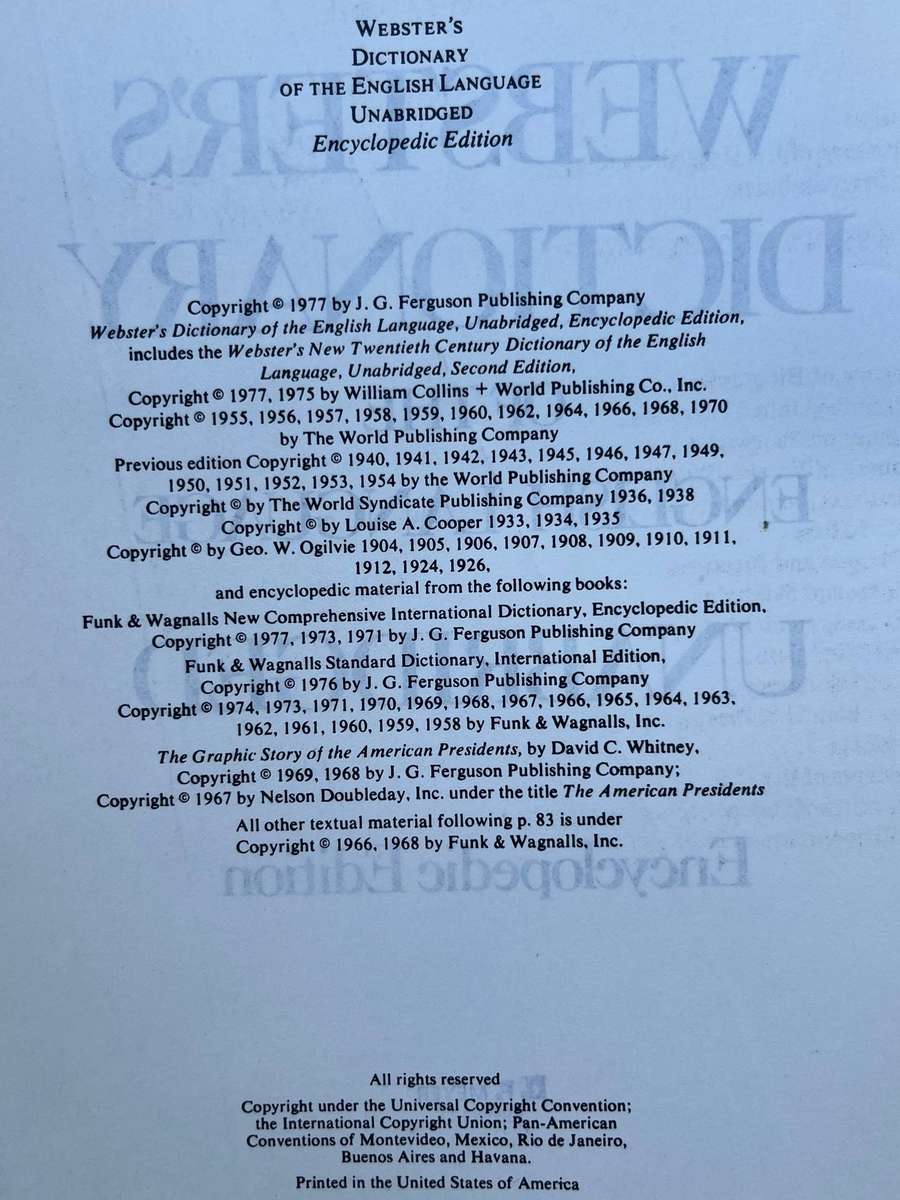WEBSTER'S DICTIONARIES. UNABRIDGED.