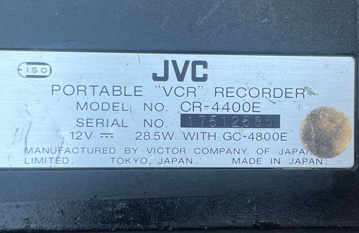 JVC PORTABLE VCR RECORDER. NOT TESTED.