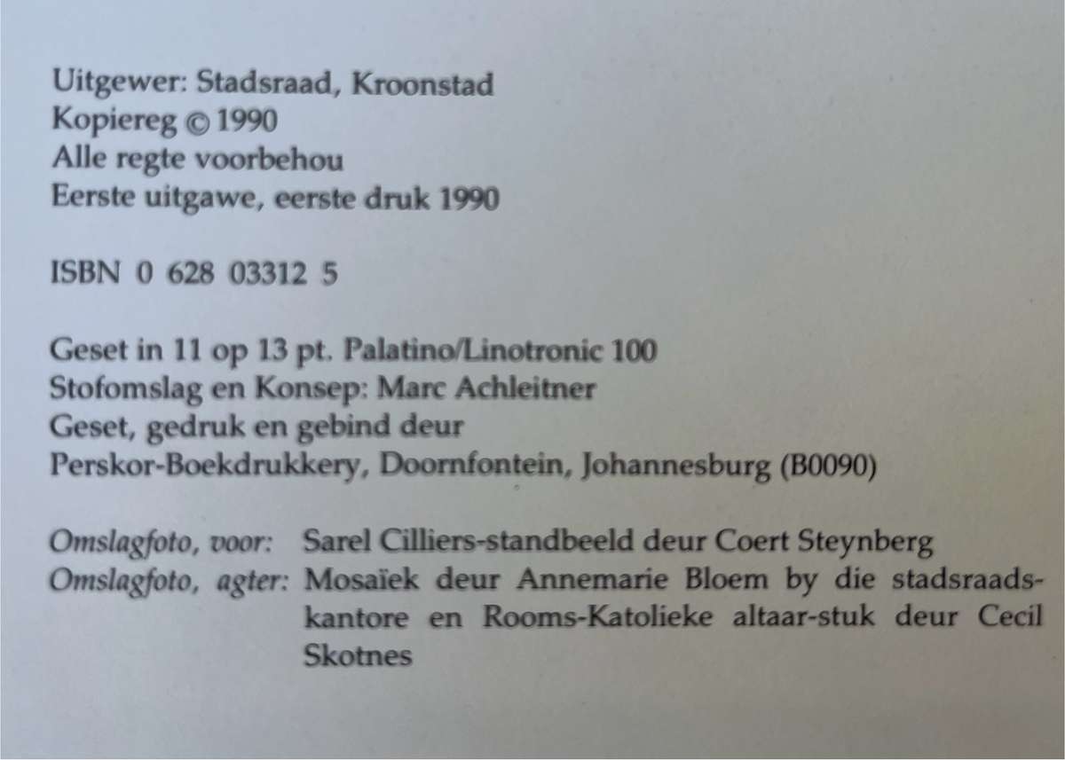 KEURSKRIF VIR KROONSTAD, DOT SERFONTEIN.