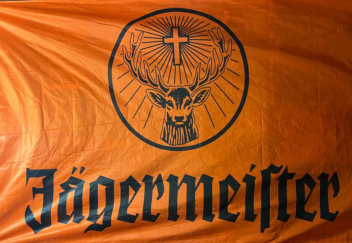 LARGE JAGEMEISTER FLAG. 243 X 144 CM