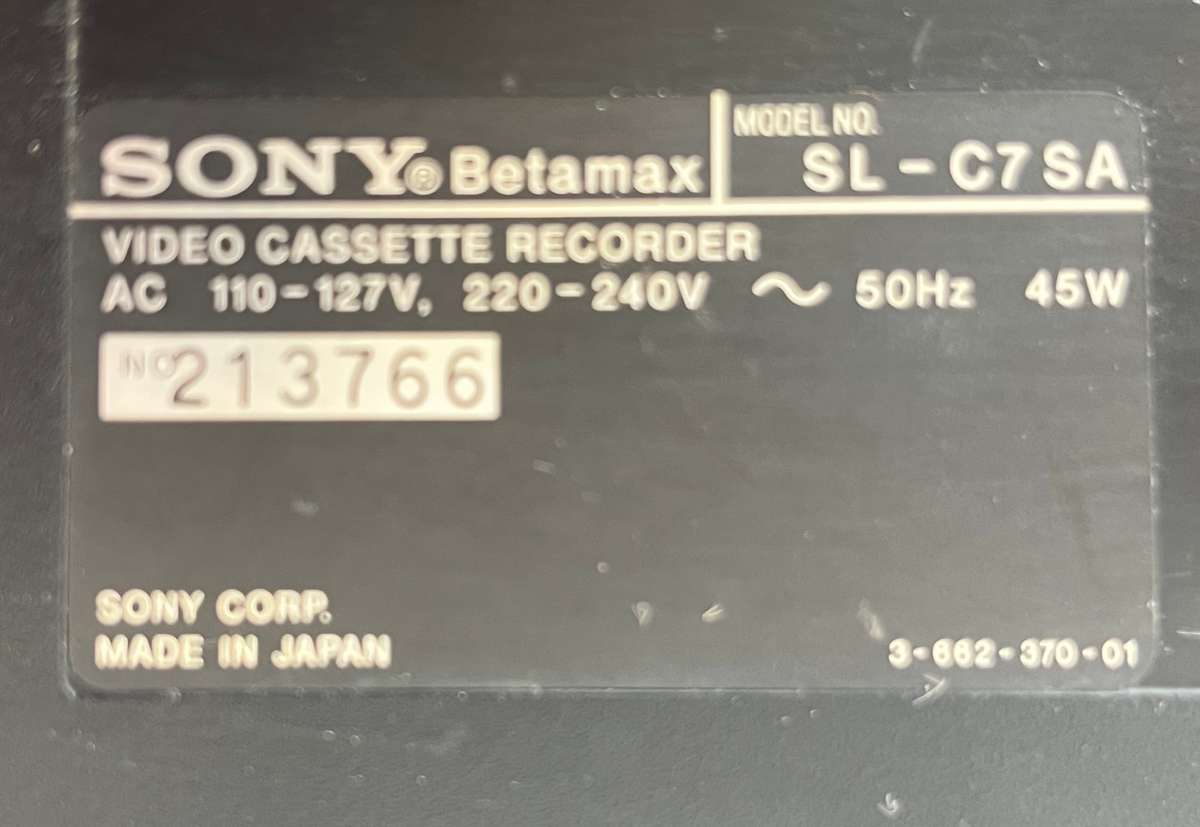 SONY BETAMAX Video Cassette Recorder