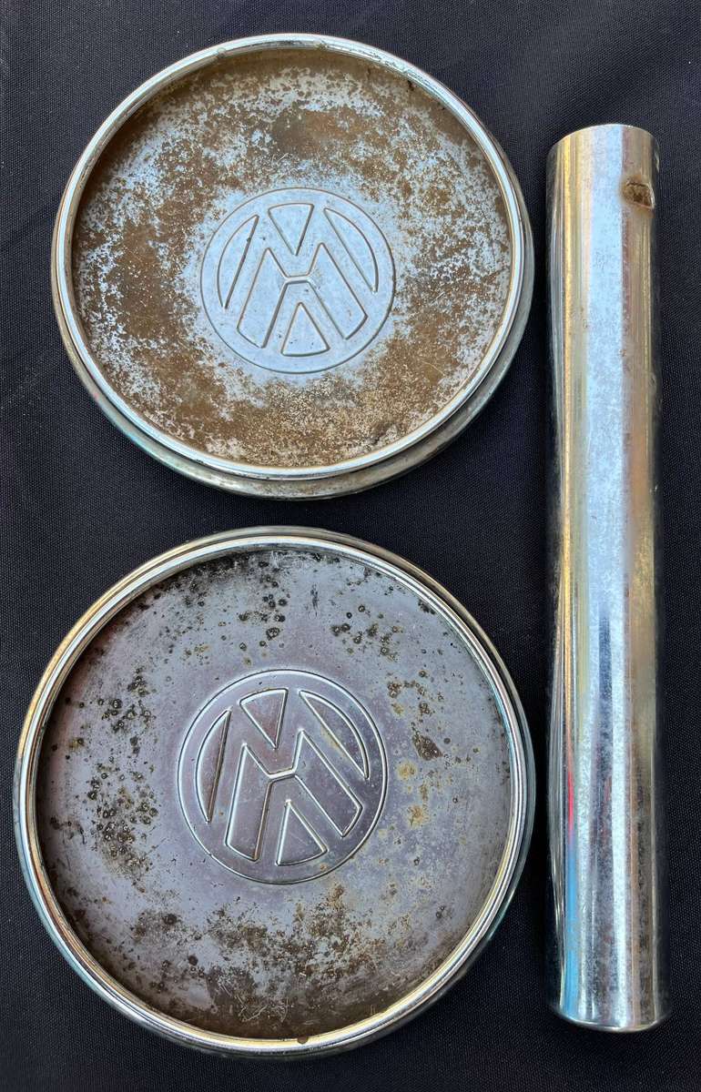 Vintage VW Beatle spares. 2 X hubcaps & 1 X tailpipe