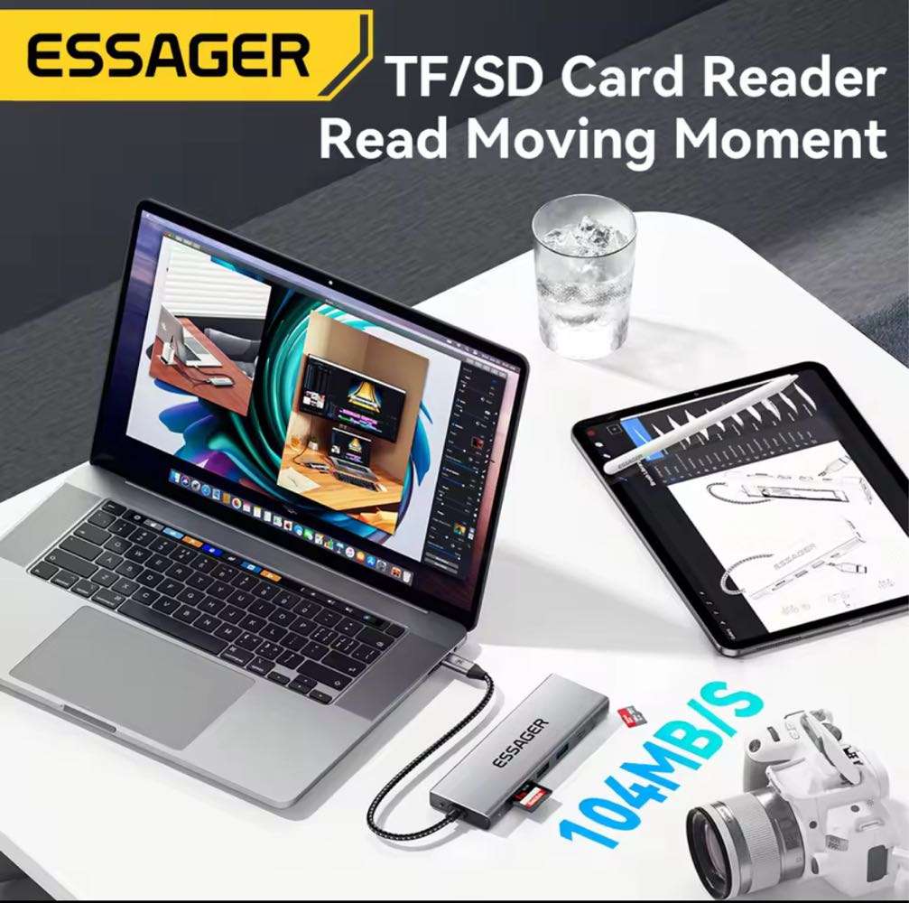 Essager 8-in-1 USB Hub With Disk Storage Function