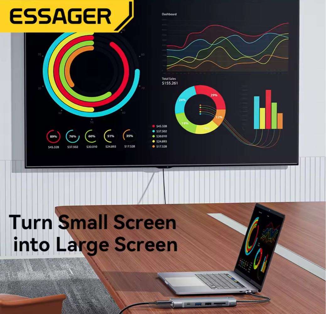 Essager 8-in-1 USB Hub With Disk Storage Function