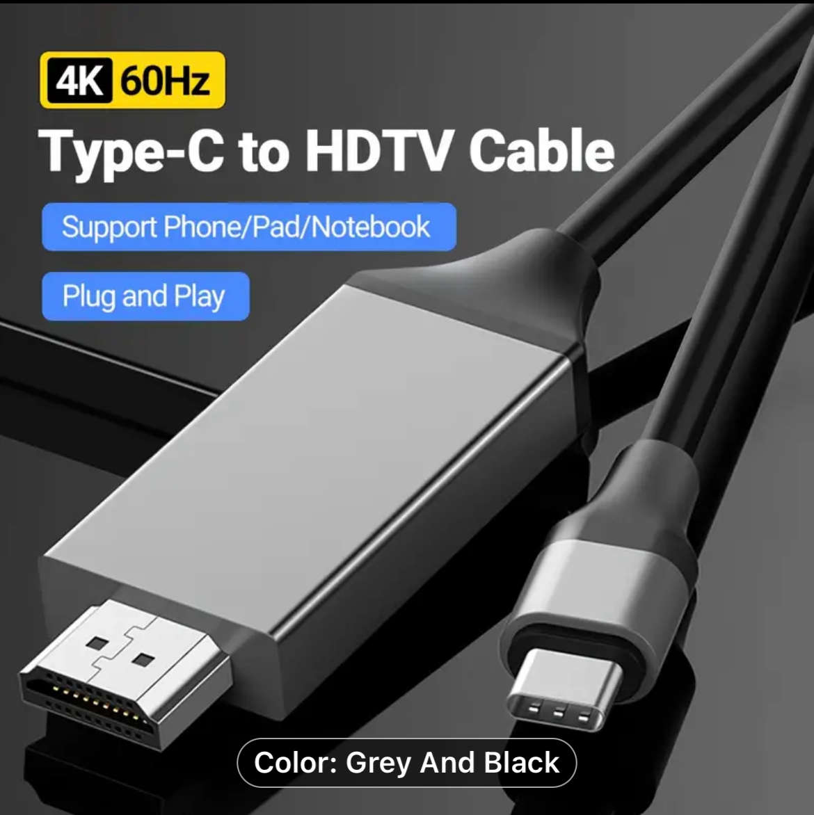4K HD USB-C to HDTV Adapter, Type-C.1 to HDTV Cable