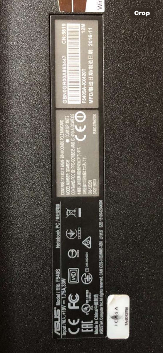 Asus Lcd screen 14 Model F540S