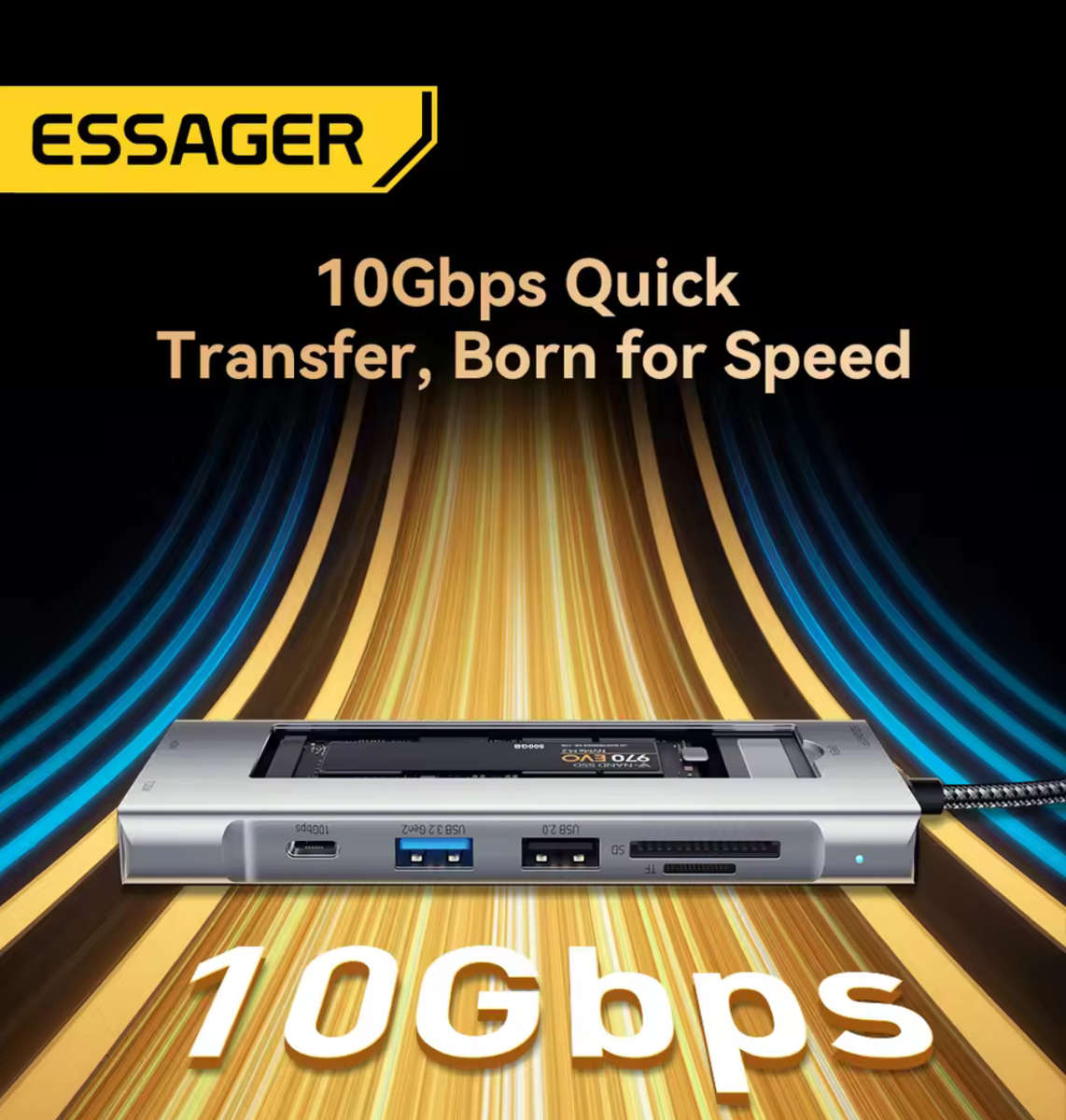 Essager 8-in-1 USB Hub With Disk Storage Function