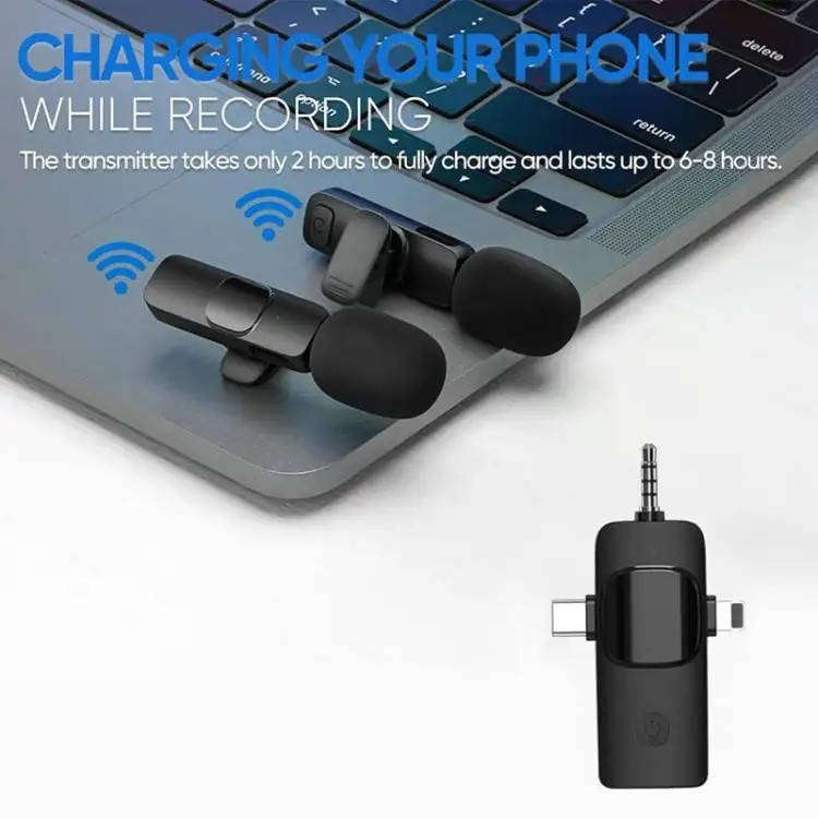 3 in 1 iPhone / Android Wireless Dual Clip-On Vlog Microphone