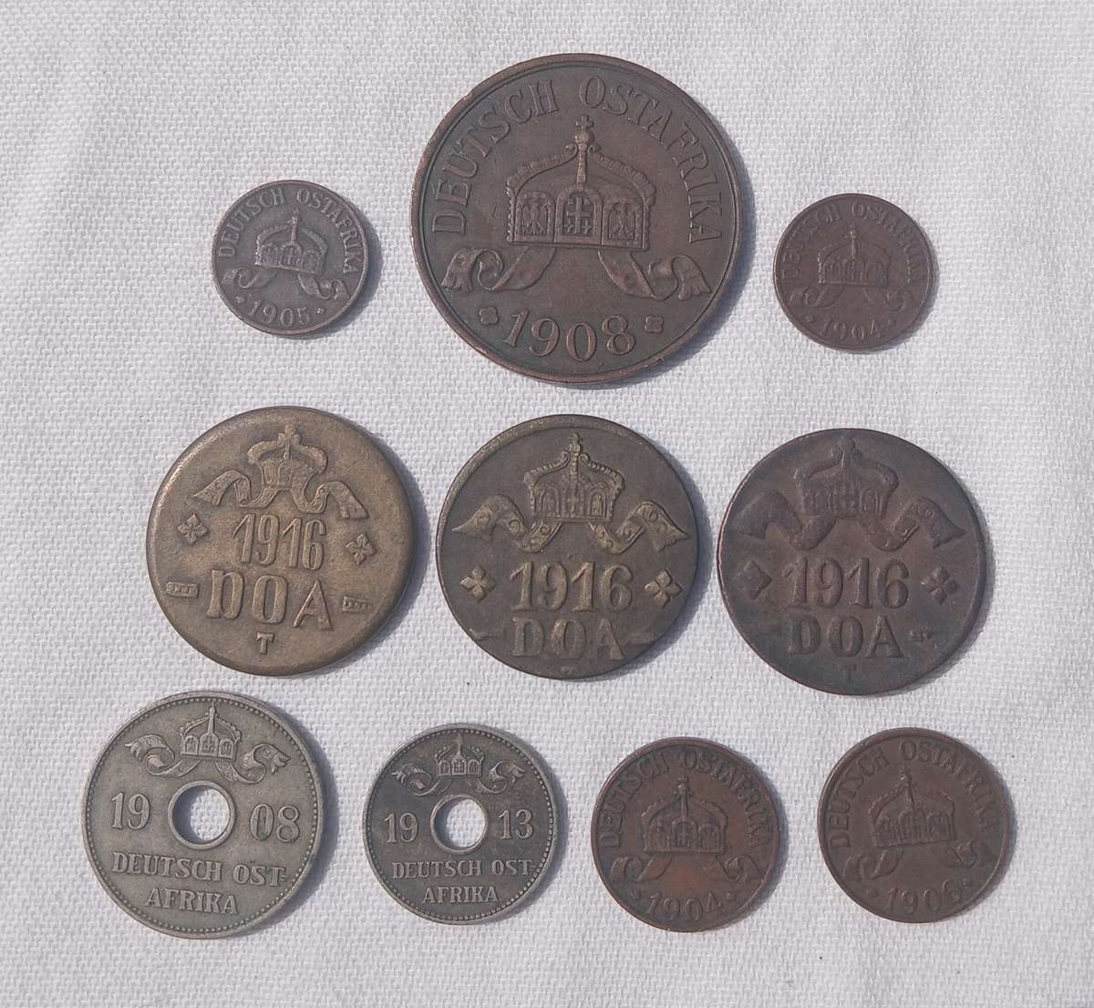 RARE GERMAN EAST AFRICA HELLER COINS