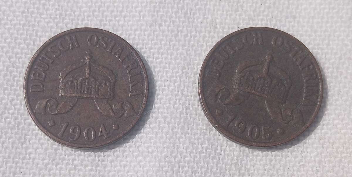 RARE GERMAN EAST AFRICA HELLER COINS