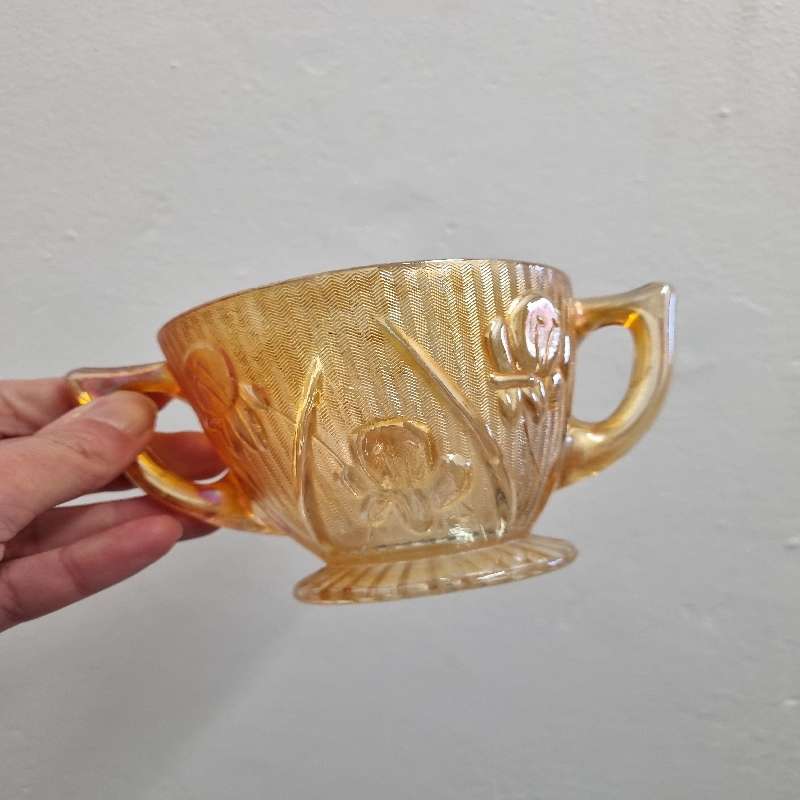 Vintage Carnival Glass Sugar Bowl