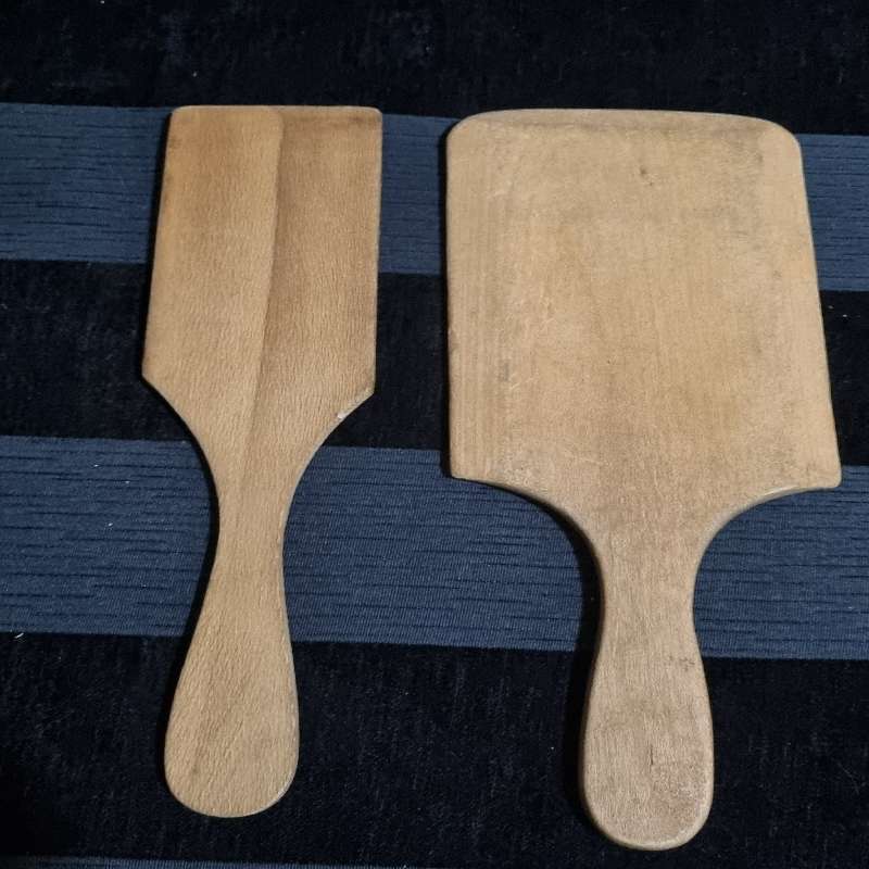 2 x Vintage Wooden Butter Pats