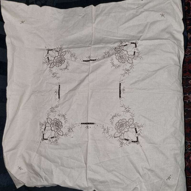 Vintage Embroidered Tablecloth - 84cm x 84cm