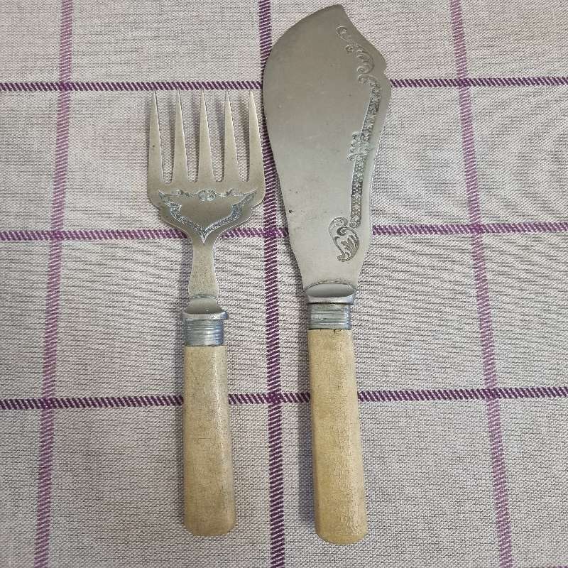 Large Vintage Fork and Knife set - Lots of detail and character