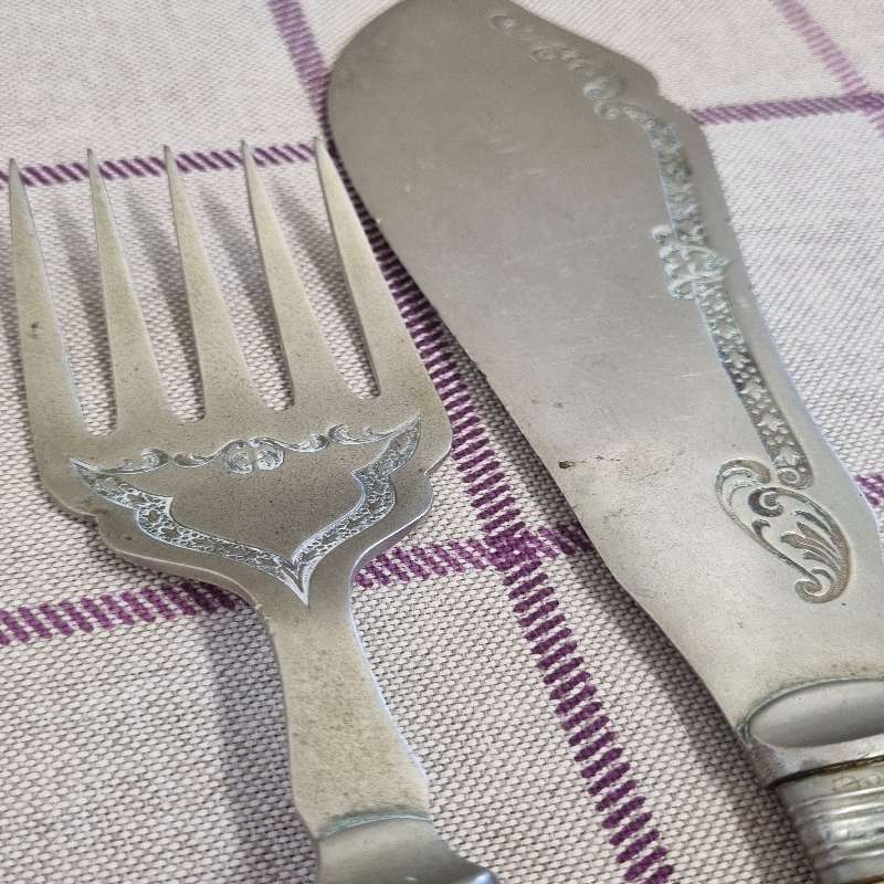 Large Vintage Fork and Knife set - Lots of detail and character