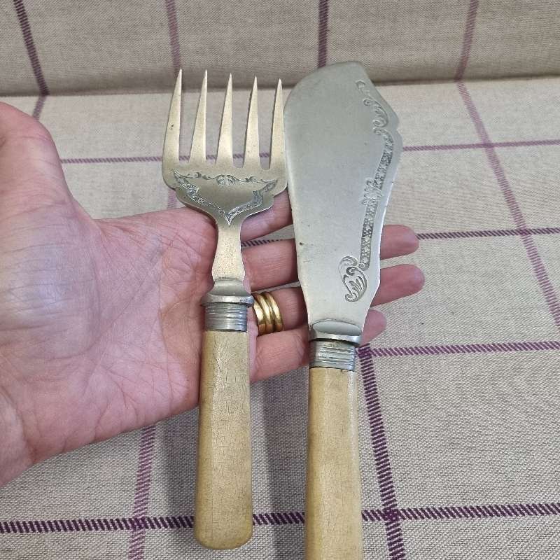 Large Vintage Fork and Knife set - Lots of detail and character