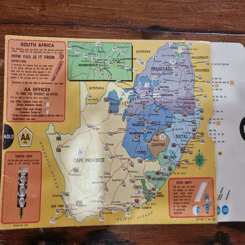 AA - Pull out chart with distances to different cities in SA