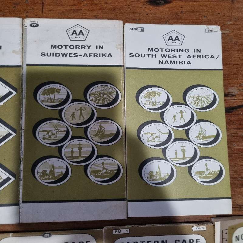 Vintage AA holder with 9 maps including Botswana and Namibia