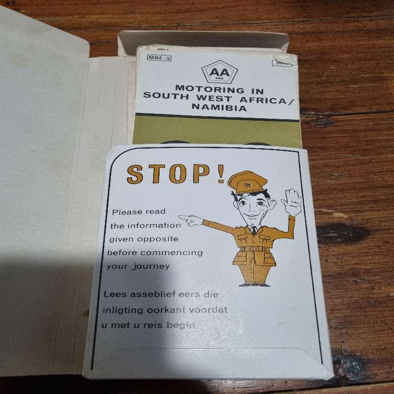 Vintage AA holder with 9 maps including Botswana and Namibia